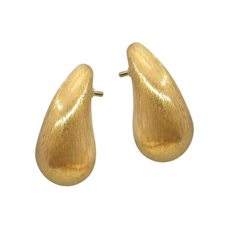 Kolczyki stalowe koloru złotego kropla szczotkowana