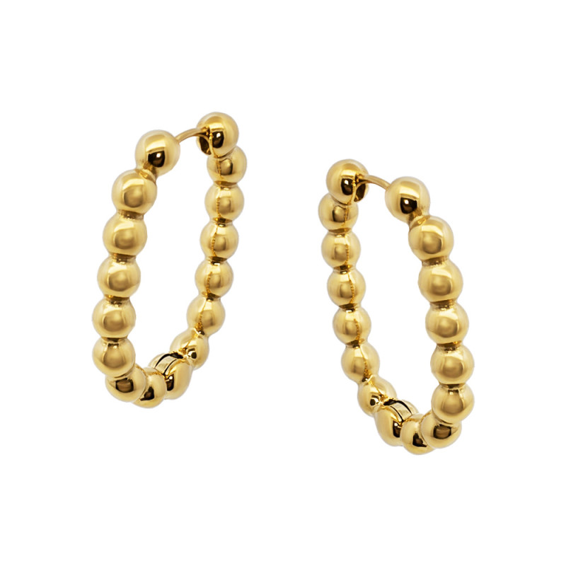 Kolczyki stalowe w kolorze złotym owalne dmuchane kulki