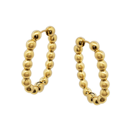 Kolczyki stalowe w kolorze złotym owalne dmuchane kulki