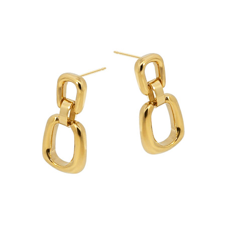 Kolczyki stalowe koloru złotego kwadraty obłe na pałce