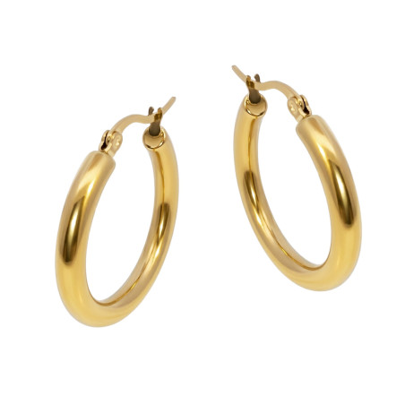 Kolczyki stalowe koloru złotego, koła rurka 30 mm