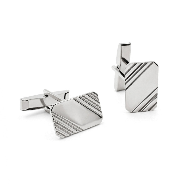 Spinka srebrna 925 do mankietu prostokątna ze skośnymi paskami