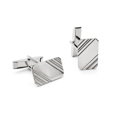 Spinka srebrna 925 do mankietu prostokątna ze skośnymi paskami