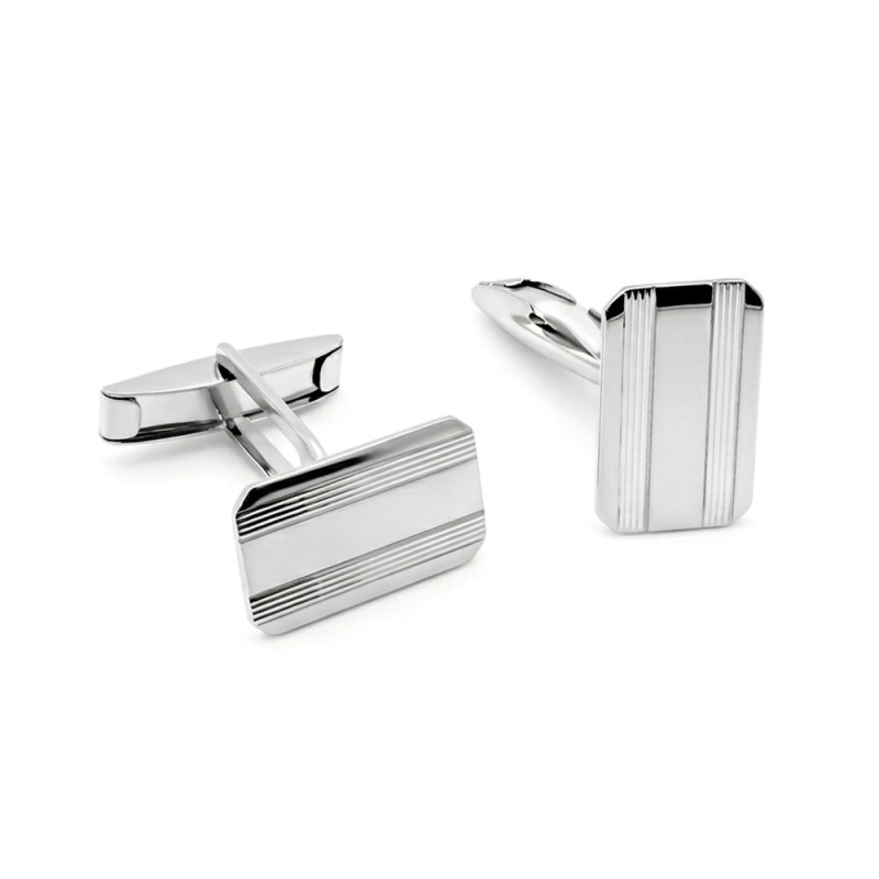 Spinki srebrne 925 do mankietów prostokąt żłobione pasy