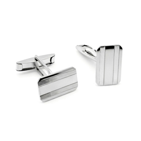 Spinki srebrne 925 do mankietów prostokąt żłobione pasy