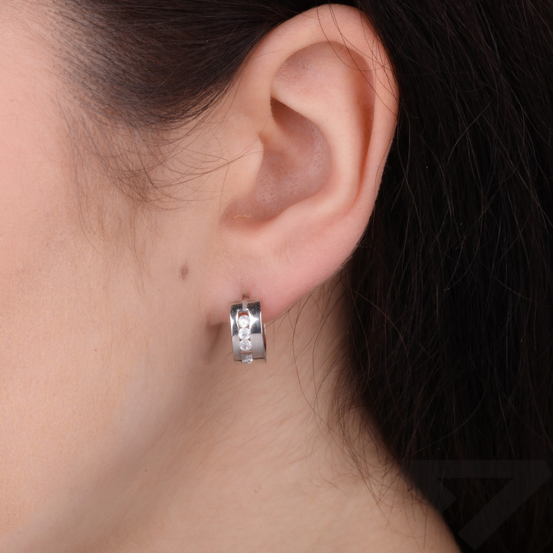 Kolczyki koła z cyrkoniami, srebro 925