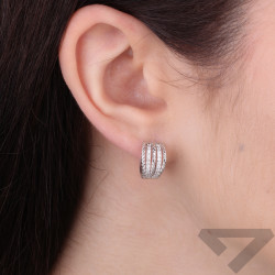 Kolczyki kółka skręcone rurki i paski cyrkonii, próba 925