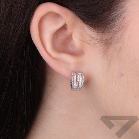 Kolczyki kółka skręcone rurki i paski cyrkonii, próba 925