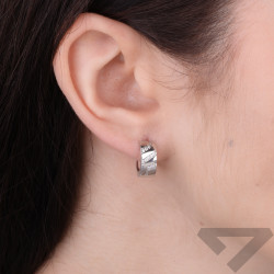 Kolczyki srebrne kółka z cyrkoniami, próba 925