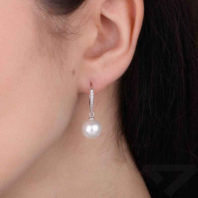 Kolczyki srebrne z perłami, próba 925