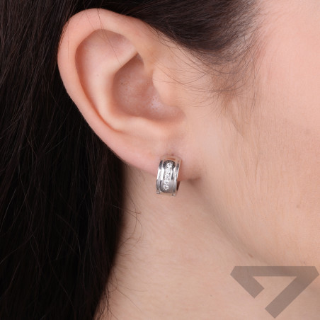 Kolczyki srebrne kóła blaszki z cyrkoniami, próba 925