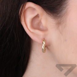 Kolczyki srebrne koloru złotego koła skręcane, próba 925