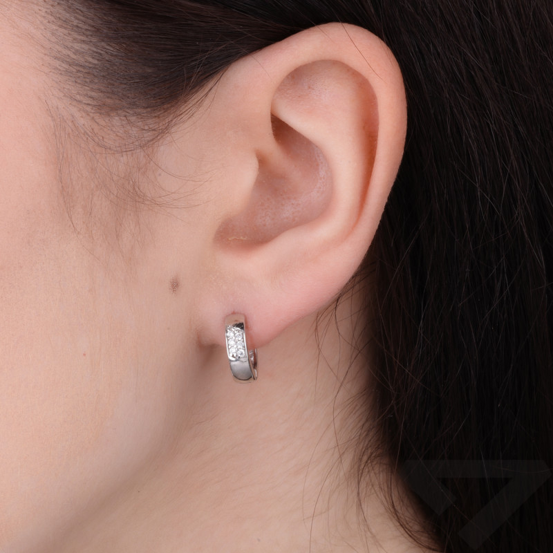 Kolczyki srebrne kółka okrągłe z cyrkoniami, próba 925