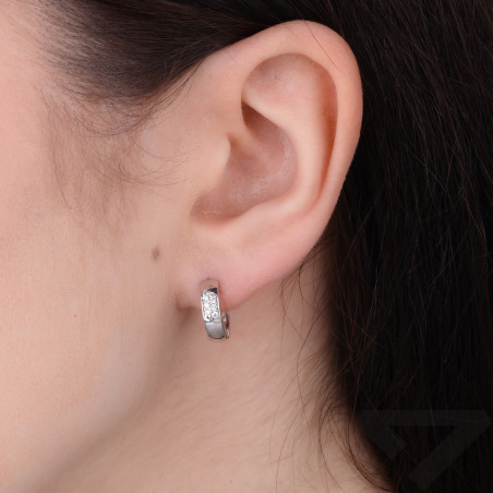 Kolczyki srebrne kółka okrągłe z cyrkoniami, próba 925