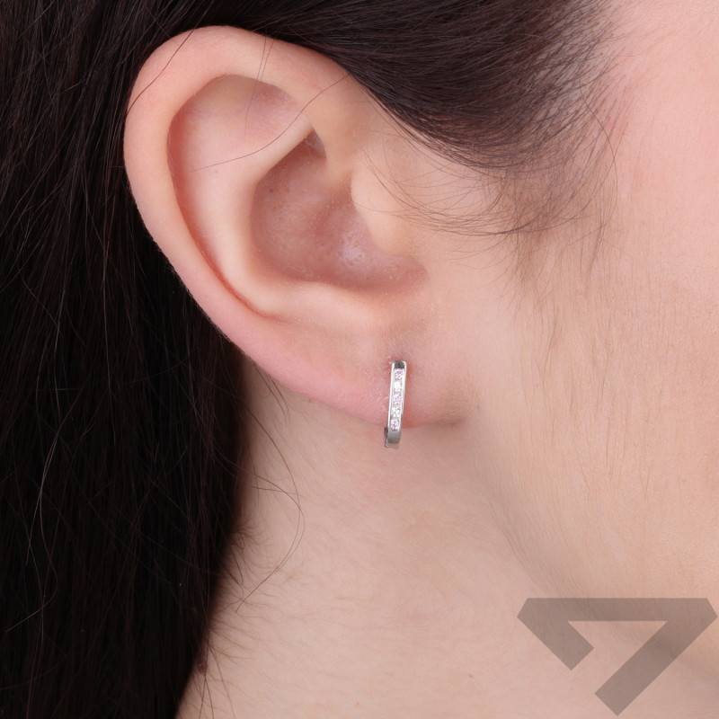 Kolczyki dla dziewczynki przecinki z białymi i różowymi cyrkoniami, srebro 925