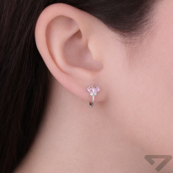 Kolczyki dla dziewczynki motylki z cyrkonią białą i jasno różową, srebro 925