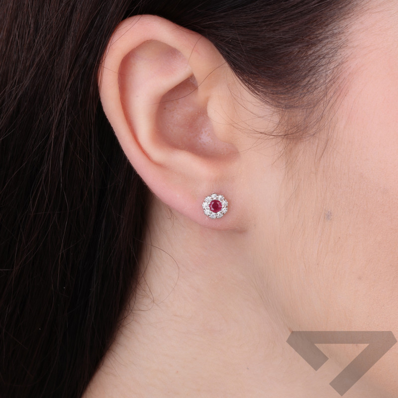 Kolczyki dla dziewczynki kwiatki z cyrkonią białą i różową, srebro 925