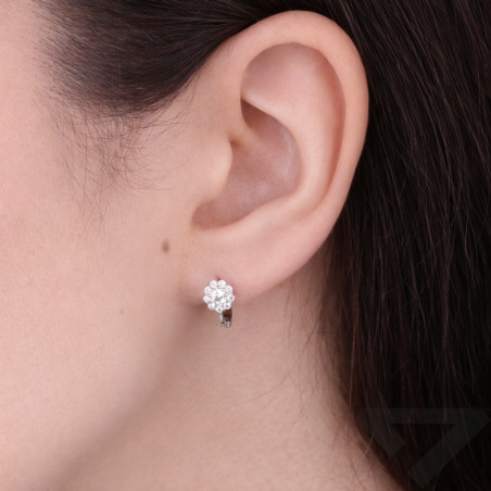 Kolczyki dla dziewczynki kwiatki z cyrkonią białą i różową, srebro 925