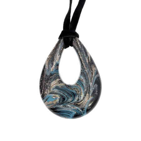 Naszyjnik OVER ze szkła Murano w odcieniu niebiesko brązowym