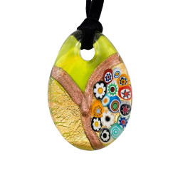 Naszyjnik OVER ze szkła Murano kropla zielono złota