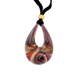 Naszyjnik OVER ze szkła Murano w kształcie kropli w odcieniach różu i fioletu