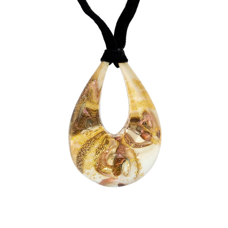 Naszyjnik OVER ze szkła Murano kropla mleczno złota