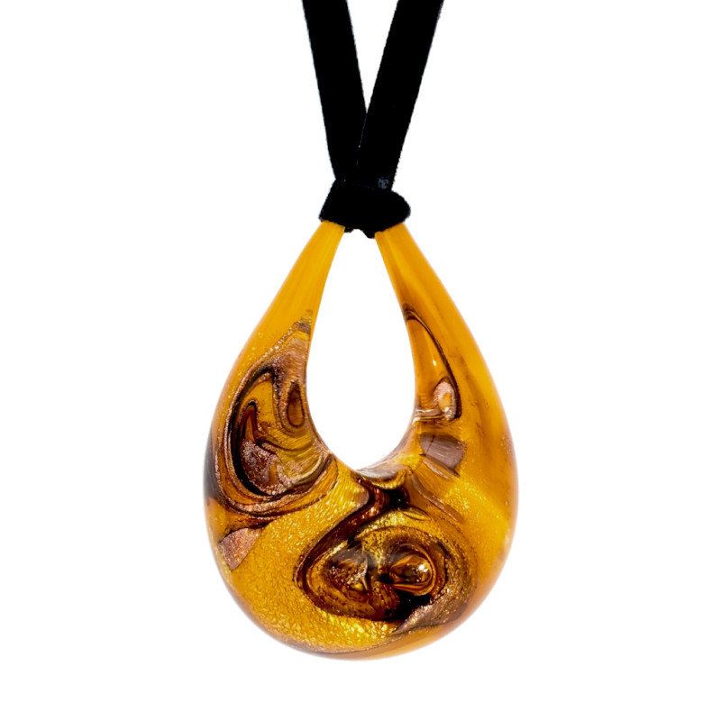 Naszyjnik OVER ze szkła Murano kropla z wkolorze złotym