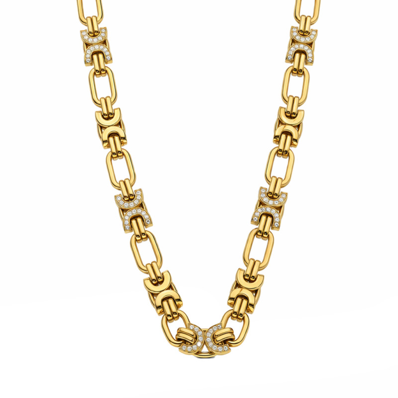 Łańcuszek fantazja z cyrkoniami, złoto 585