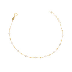 Bransoletka z perełkami 3 mm, ze złota 585