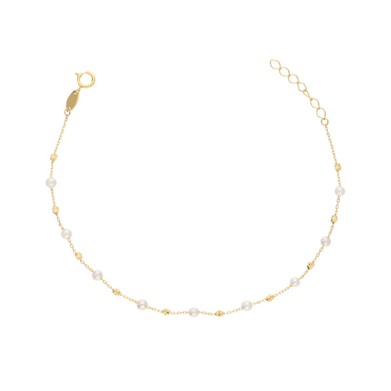 Bransoletka z perełkami 3 mm, ze złota 585