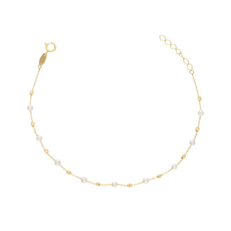 Bransoletka z perełkami 3 mm, ze złota 585