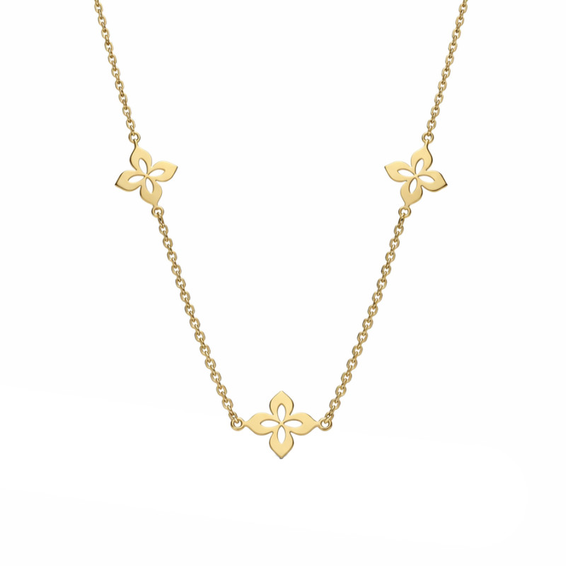 Naszyjnik złoty z ażurową koniczynką, próba 585