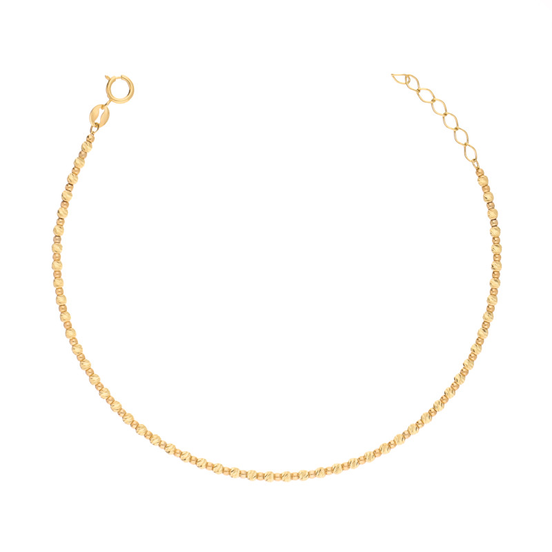 Bransoletka złota z diamentowanymi kulkami, złoto 375