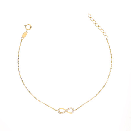 Złota bransoletka nieskończoność z cyrkoniami pr. 375 - JubilerSezam.pl