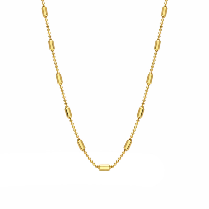 Naszyjnik z fasetowanymi walcami i kulkami ze złota 585