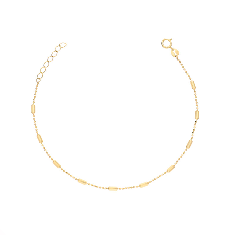 Bransoletka z fasetowanymi walcami i kulkami ze złota 585