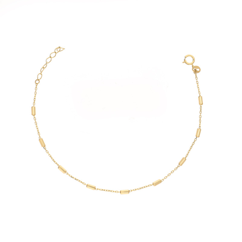 Bransoletka złota z fasetowanymi gładkimi walcami, próba 375