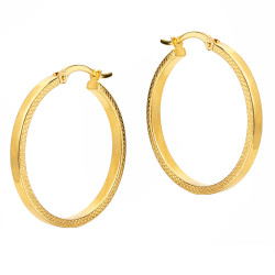 Złote kolczyki kółka z grawerem pr. 375 - JubilerSezam.pl