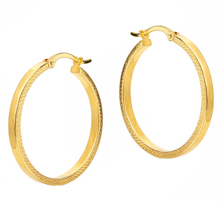 Złote kolczyki kółka z grawerem pr. 375 - JubilerSezam.pl