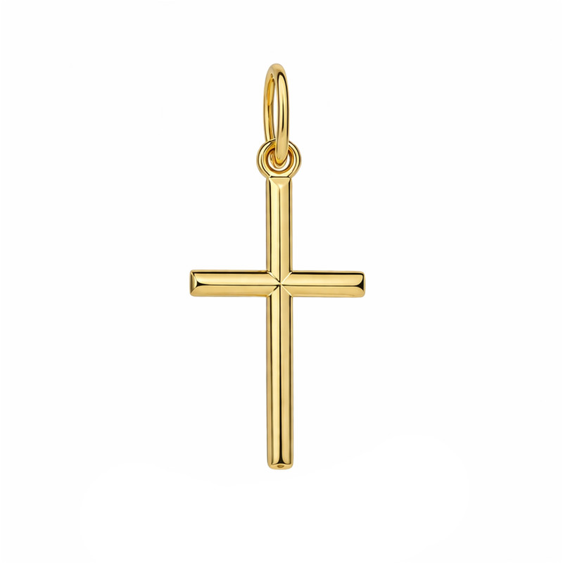 Złoty Krzyżyk Próby 585 Gładki z Prostymi Ramionami - JubilerSezam.pl