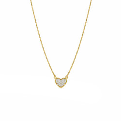 Naszyjnik złoty z sercem z cyrkoniami pave, próba 375