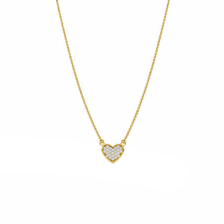 Naszyjnik złoty z sercem z cyrkoniami pave, próba 375