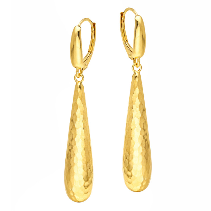 Kolczyki wiszące dmuchane pałki disco, złoto 585