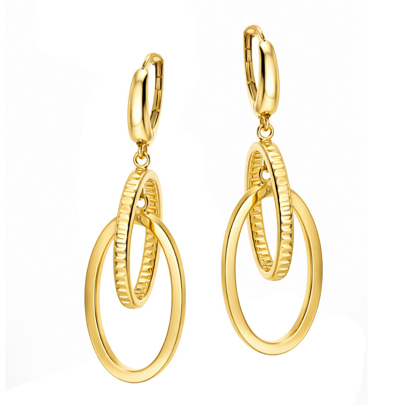 Kolczyki złote wiszące owale, próba 585