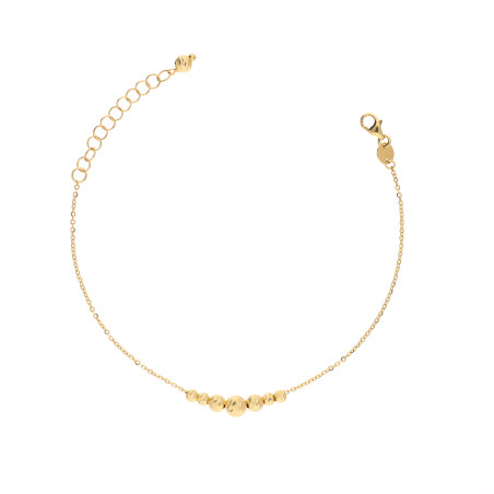 Bransoletka złota z kulkami diamentowanymi na łańcuszku rolo, próba 585