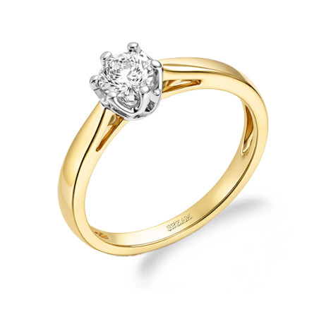 Pierścionek z diamentem Royal 0,15 ct, złoto próby 585