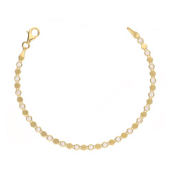 Bransoletka złota damska gładkie koła i cyrkonie próba 585