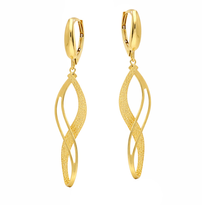 Kolczyki złote wiszące ósemki, próba 585