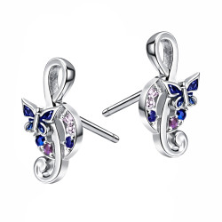 Srebrne Kolczyki Klucz Wiolinowy z Cyrkoniami - JubilerSezam.pl