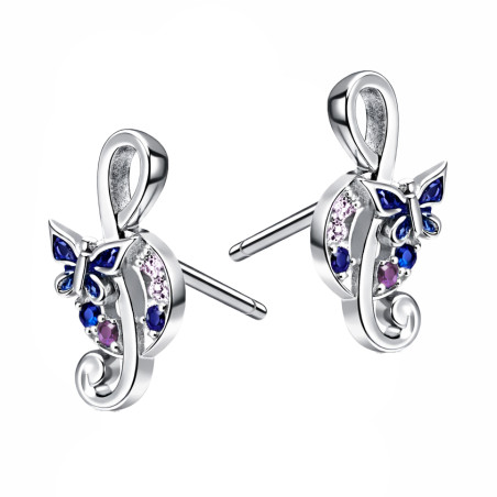 Srebrne Kolczyki Klucz Wiolinowy z Cyrkoniami - JubilerSezam.pl